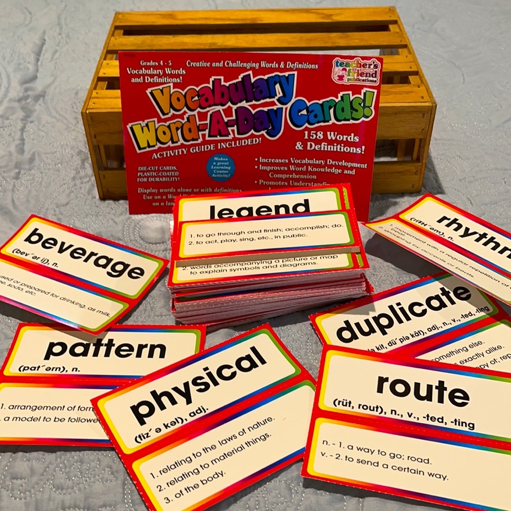 Plastic Coated Vocabulary Words & Definitions